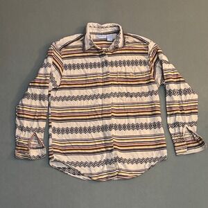 VTG Backroad Blues Mens M Aztec Tribal Long Sleeve Button Up Shirt Chamois